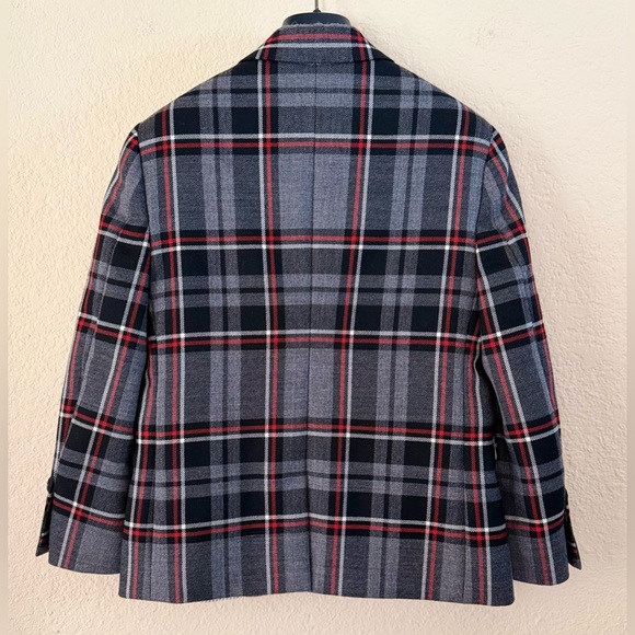 Brooks Brothers Boys Two-Button Charcoal Plaid Wool Suit Jacket - Size 6 - Picture 6 of 7